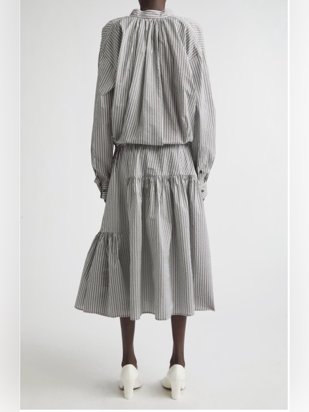 Dries Van Noten washed striped long sleeve cotton & silk dress - Picture 3 of 8